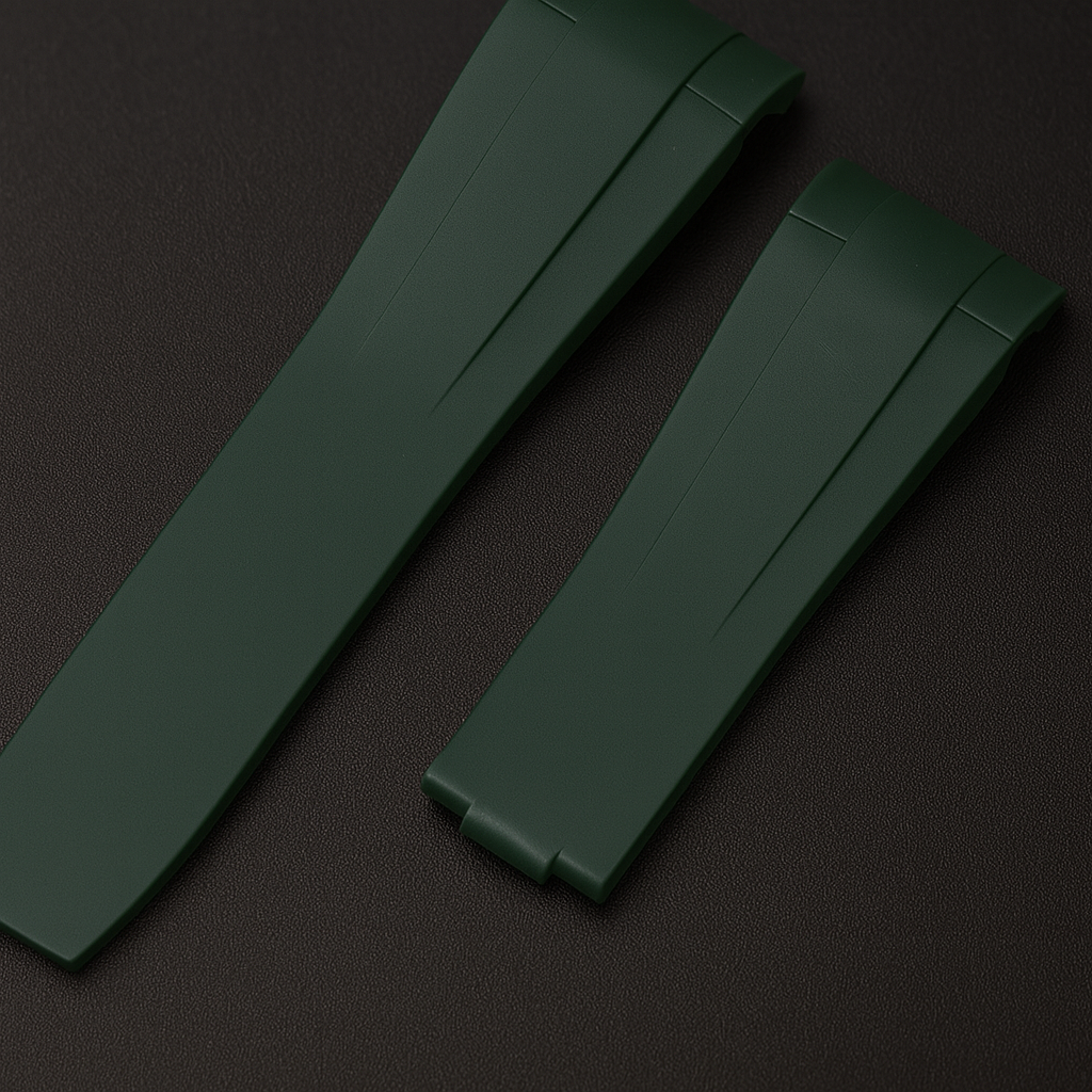 Bridge & Bezel Green Rubber Strap For Rolex (21mm) - Submariner (2020+), DateJust 41, Sky-Dweller (41mm)