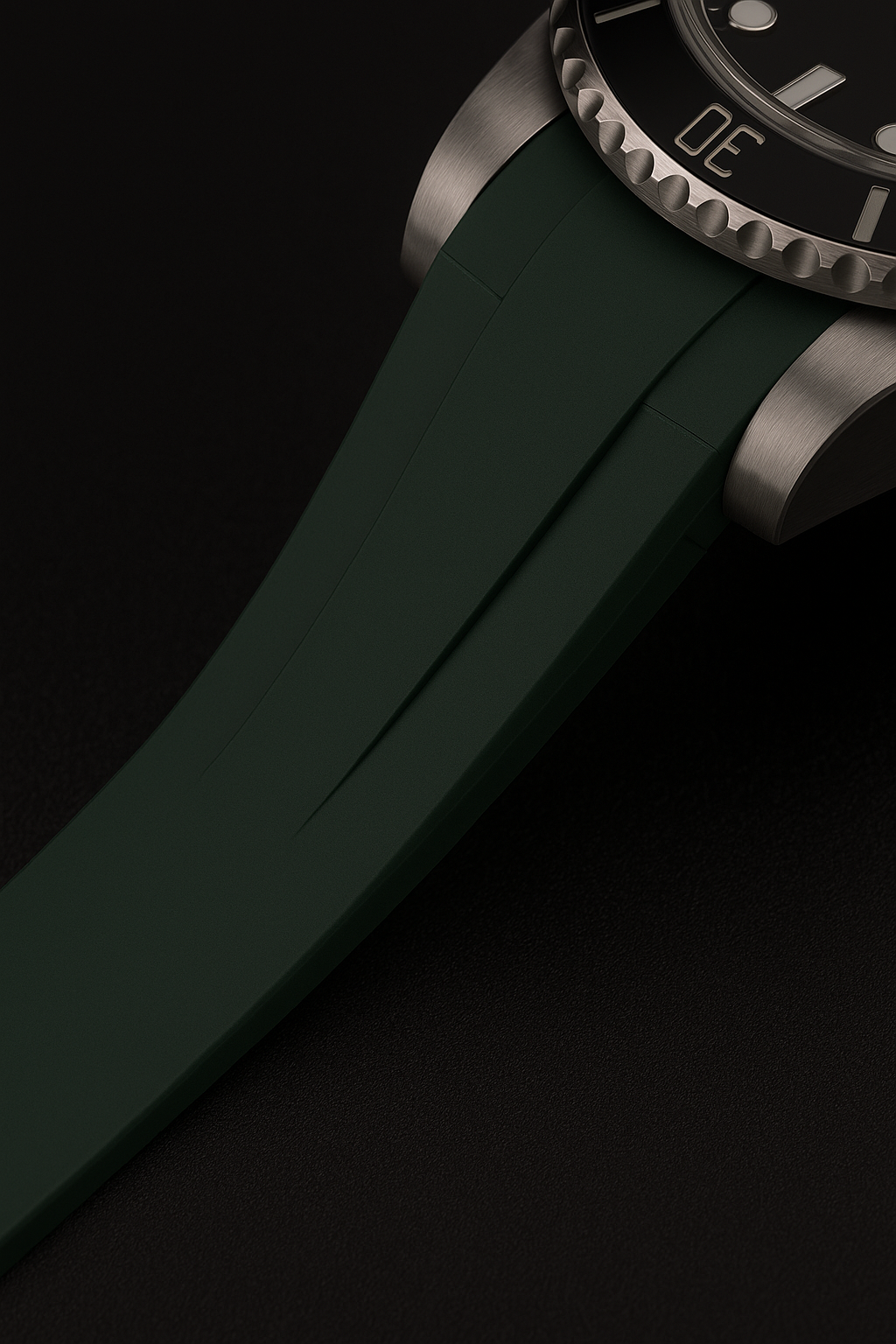 Bridge & Bezel Green Rubber Strap For Rolex (21mm) - Submariner (2020+), DateJust 41, Sky-Dweller (41mm)